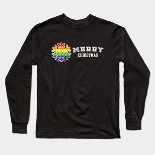 Merry Queer Christmas - Pride Rainbow College Snowflake Long Sleeve T-Shirt